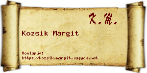 Kozsik Margit névjegykártya